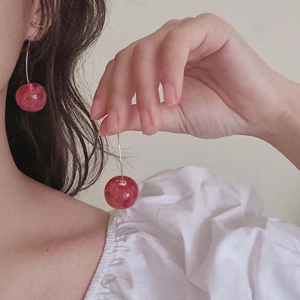 🍒 Elegant Cherry Trendy Earrings 🍒 - Picture 4 of 5